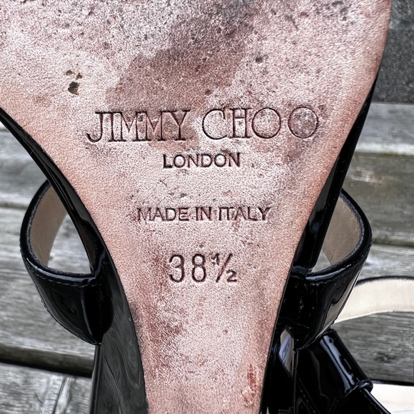 Jimmy Choo Patent-Leather Low Wedge Sandals - Picture 7 of 11